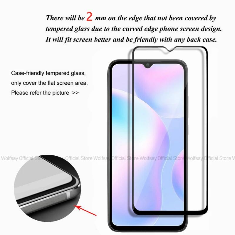 2/4PCS Tempered Glass For Xiaomi Redmi 9A Screen Protector Xiaomi Redmi 9A Full Glue Cover Protective Phone Film Xiaomi Redmi 9A