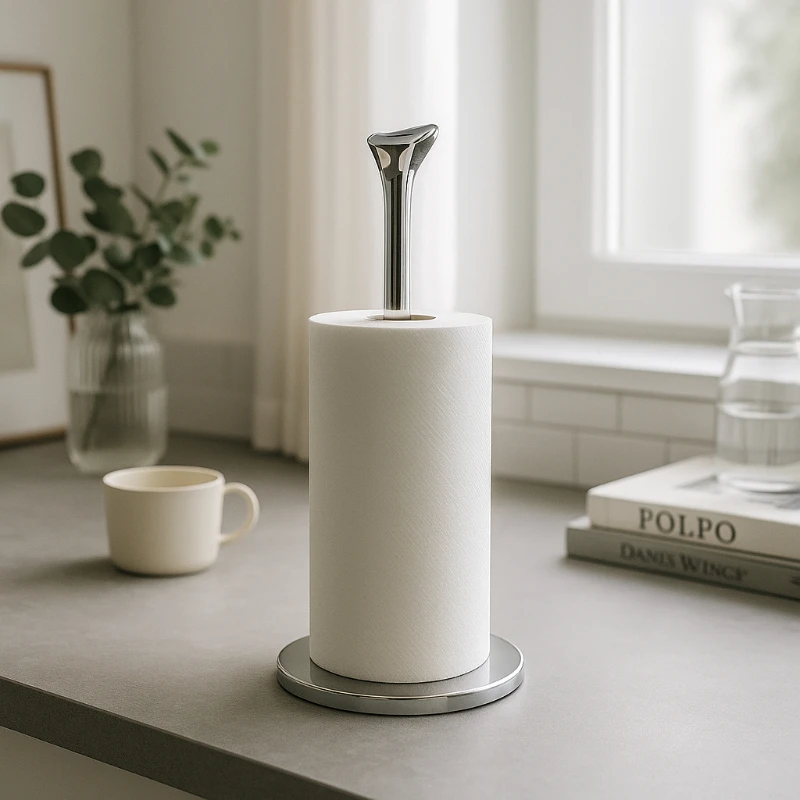 

Stainless Steel Paper Holder Roll Dispenser Elegant Tissue Stand Minimalist Metal Napkin Organizer Luxury Kitchen Table Decor