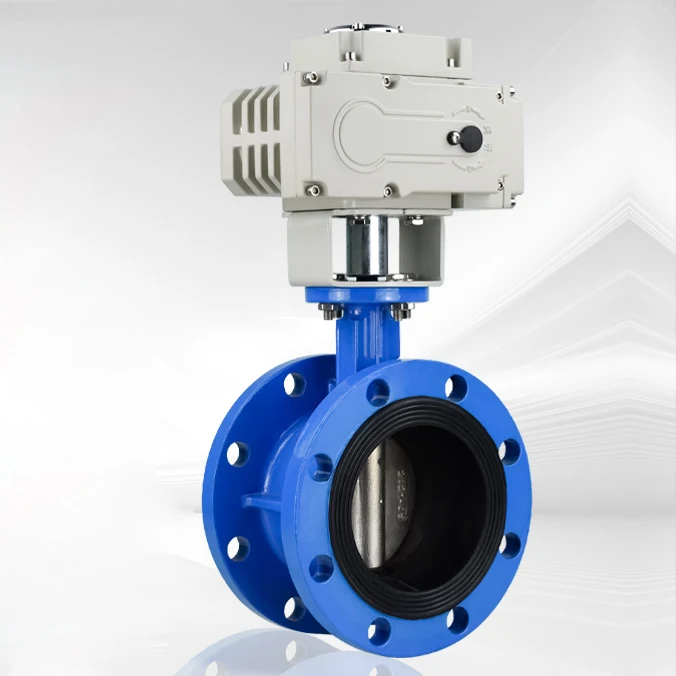Pn16 Dn150 Wcb 단일 이중 플랜지 모터 구동 소프트 씰링 전동 액추에이터 버터플라이 밸브