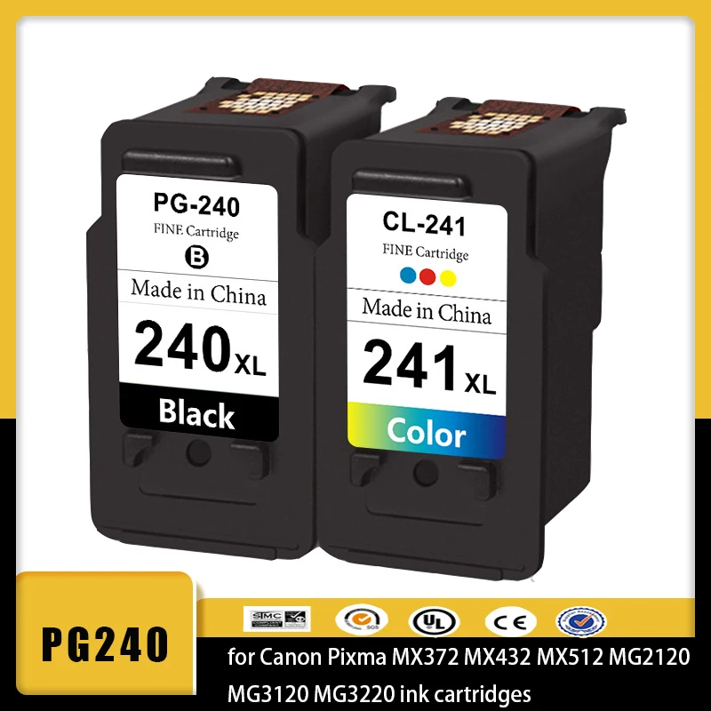 

PG240 CL241 PG-240 CL-241 PG 240 CL 241 XL Ink Cartridge for Canon Pixma MX372 MX432 MX512 MG2120 MG3120 MG3220 ink cartridges