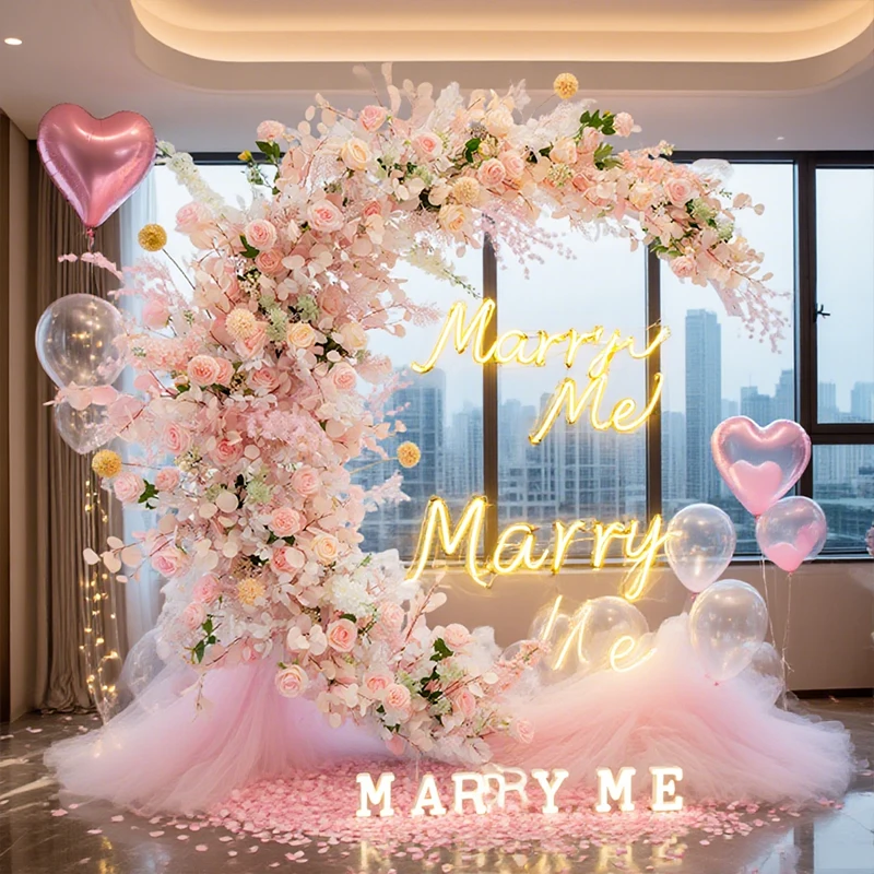 

luxurious customized Floral Arrangement Wedding Backdrop Moon Frame Arch Artificial Flower Decor Aisle Flower Row