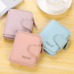 Wallet Black/blue/pink Short Female Purse Fashion Credit Card Holder Wallet Case PU Leather Coin Purse Money Card Bag