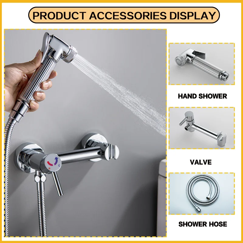 Einhand-Toilettensprüher aus Messing mit Heiß- und Kaltwassermischung, hygienischer selbstreinigender Bidet-Wasserhahn für WC-Dusche