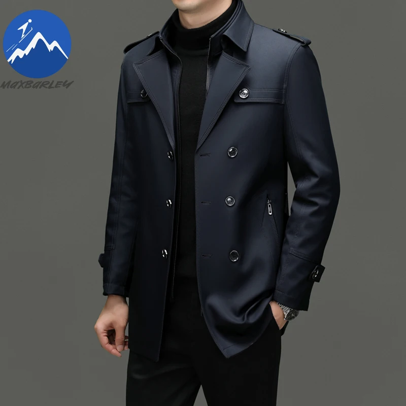 COMXZ Daily Wear Trench Coat Men 2025 Autumn Fashion Korean Solid Color Button Windbreaker Trenchcoat High Quality Long Overcoat