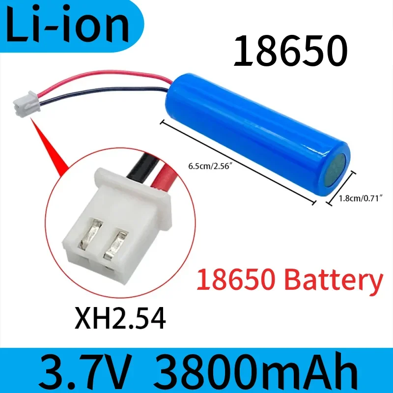 3.7V 3800mAh lithium ion rechargeable battery lpega 18650 with replacement socket emergency lighting xh2.54 line