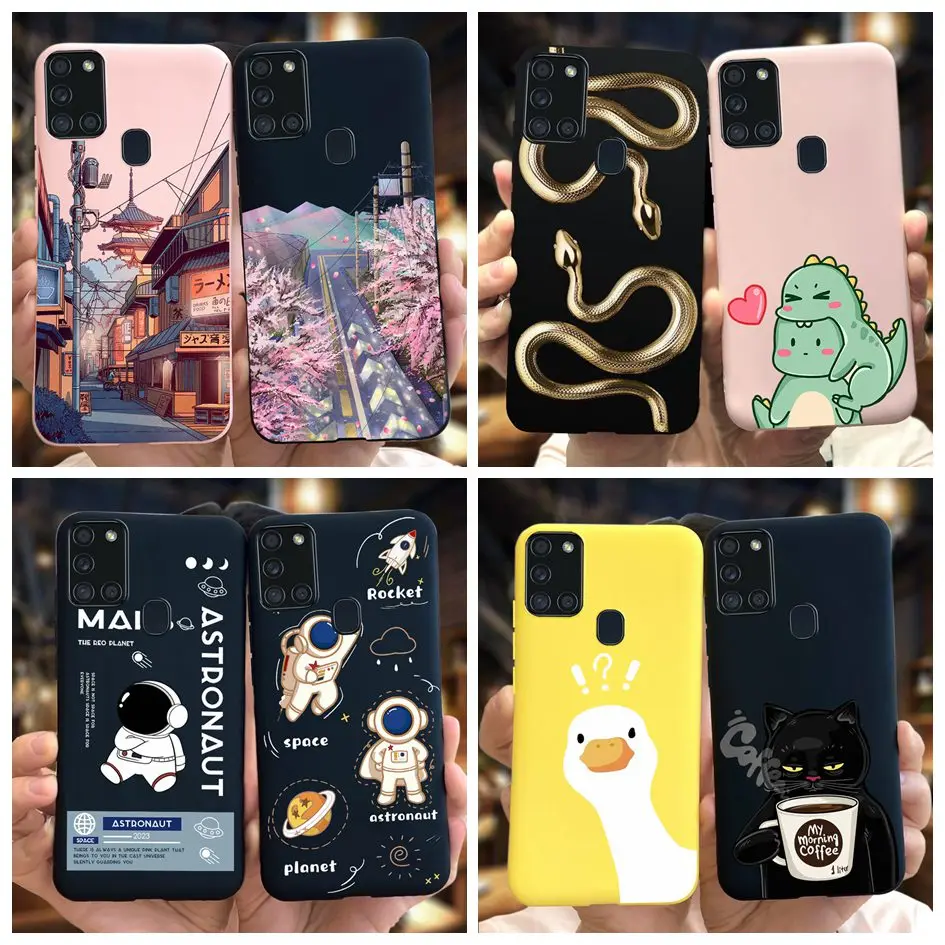 For Samsung A21s Case Cute Astronaut Cartoon Duck Soft Silicone Back Cover For Samsung Galaxy A21s Coque A 21S GalaxyA21s Bumper