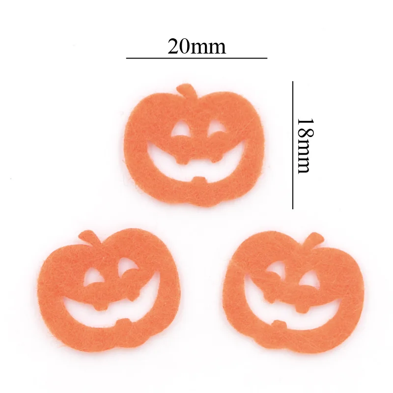 200Pcs Yellow Halloween\'s Pumpkin Fabric Patches Felt Applique for Craft/Clothes/Hallowmas DIY Scrapbooking Accessories