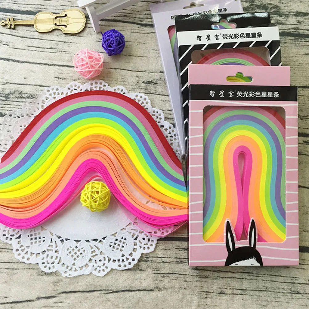 

500Pcs Origami Star Paper Strips Double Sided Folding Craft Sheets DIY Handmade Decorations Colorful Paper Strips