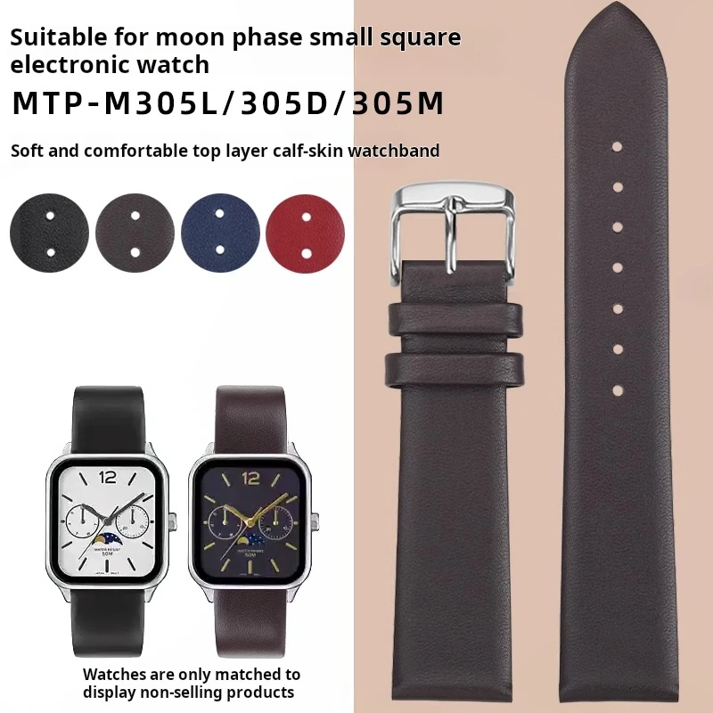 20 มม.สายนาฬิกาหนังวัวสำหรับคาสิโอ สควอต มูนเฟส MTP-M305 MTP-M300M/M300D หนังแท้สายนาฬิกาข้อมือสายรัดข้อมือ