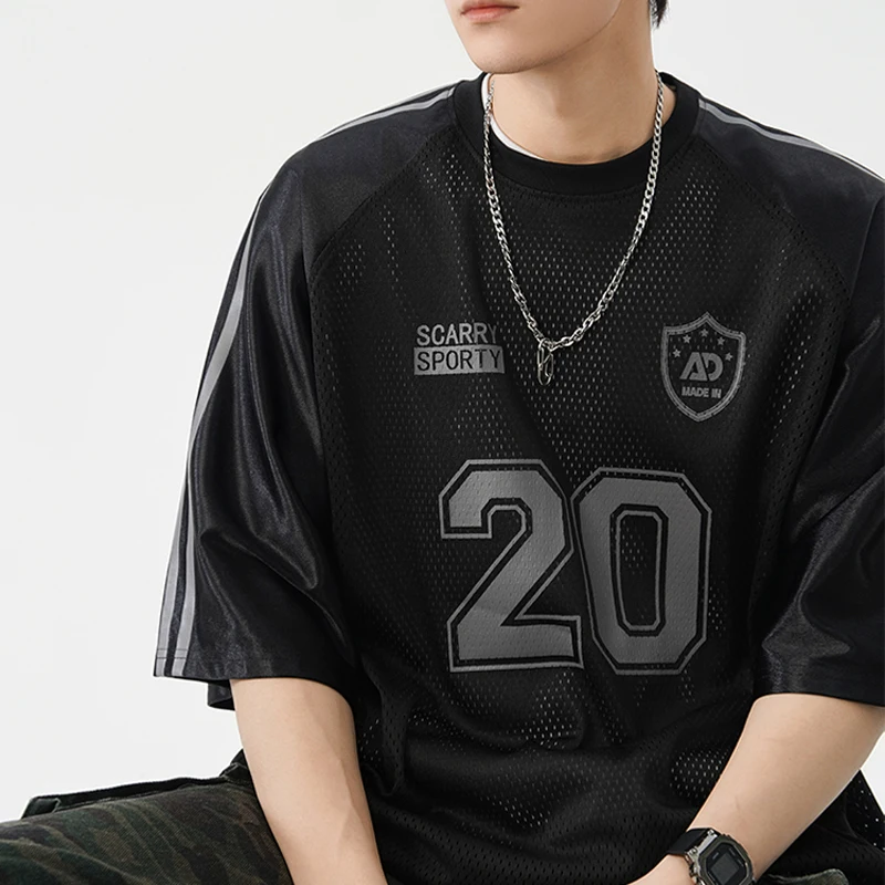 

Men Summer Streetwear Hip Hop Fashion Loose Casual Short Sleeve Mesh Sport Jersey T-shirt Women Oversize T Shirt Tops