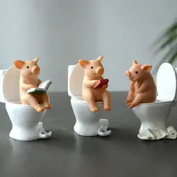 Home Decoration Fairy Garden DecorIndoor Polyresin Statue Resin Crafts Miniature Landscape Figurine Cute Pig Statue