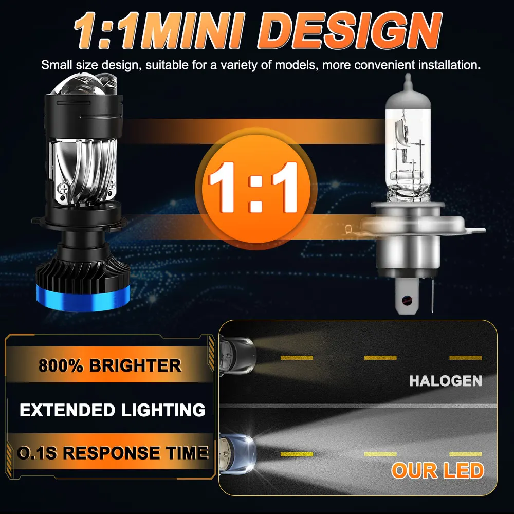 300 واط H4 9003 HB2 Bi جهاز عرض (بروجكتور) ليد عدسة المصباح LED لمبة CSP 300000LM دراجة نارية السيارات توربو مصابيح عالية شعاع منخفض شعاع 12 فولت #4