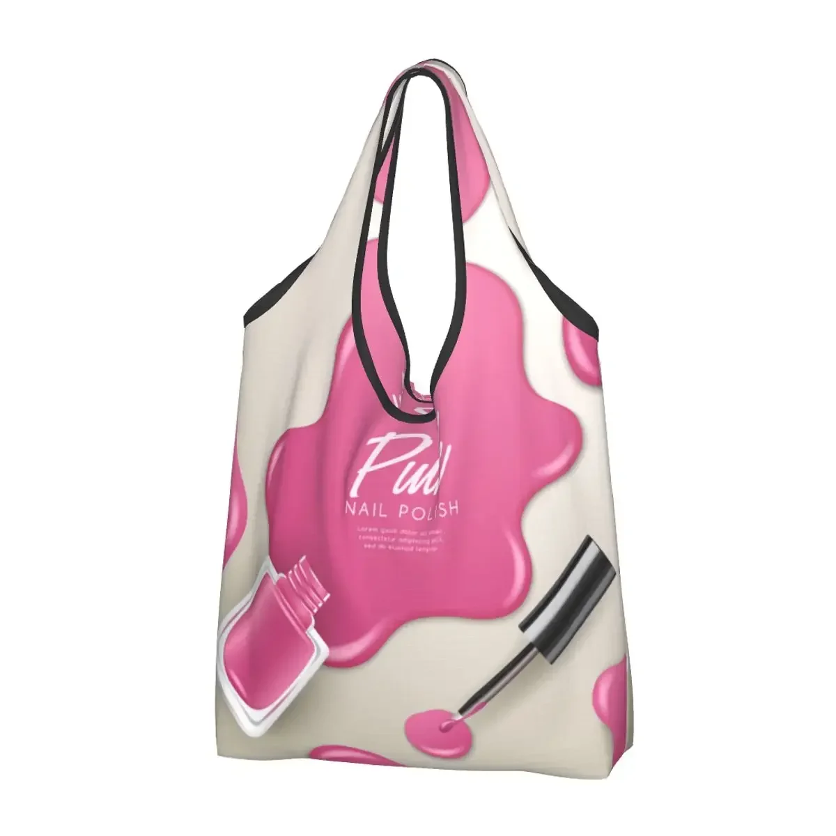 

Reusable Pink Nail Polish Art Shopping Bag Women Tote Bag Portable Manicure Manicurist Groceries Shopper Bags