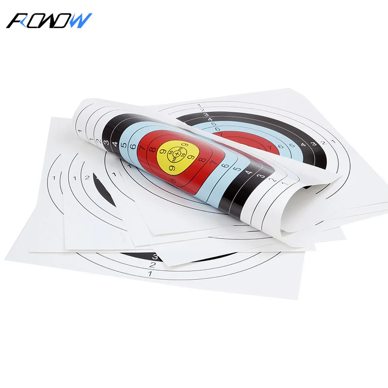 10PCS Bow and Arrow Archery Outdoor Competition Competition Archery Hall Practice Target Paper Color Thickened Coated Full Ring