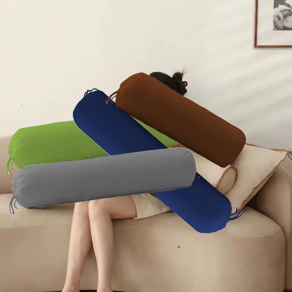 Solid Color Long Cylindrical Pillowcase Removable Washable Bedroom Neck Bolster Pillowslip Durable Household
