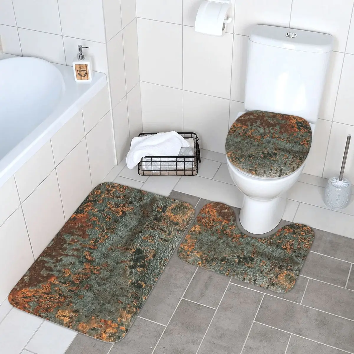 

Иржа, 3-х предметный коврик для ванной, набор для ванной комнаты, крышка для унитаза, домашний декор, нескользящий ковер, напольный коврик