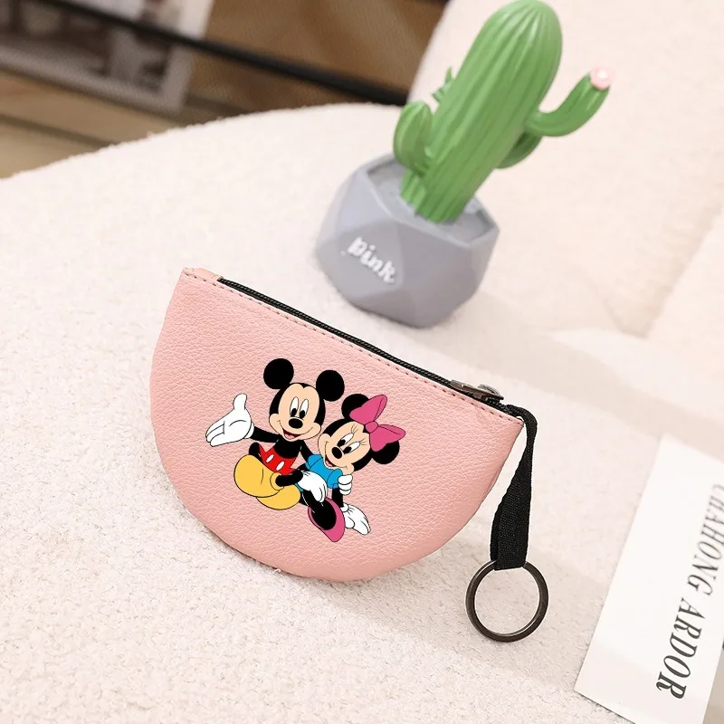 Mickey mouse carteira feminina disney anime dos desenhos animados pu couro macio pacote de dinheiro tendência pingente multifuncional bolsa de moedas bolsa de embreagem