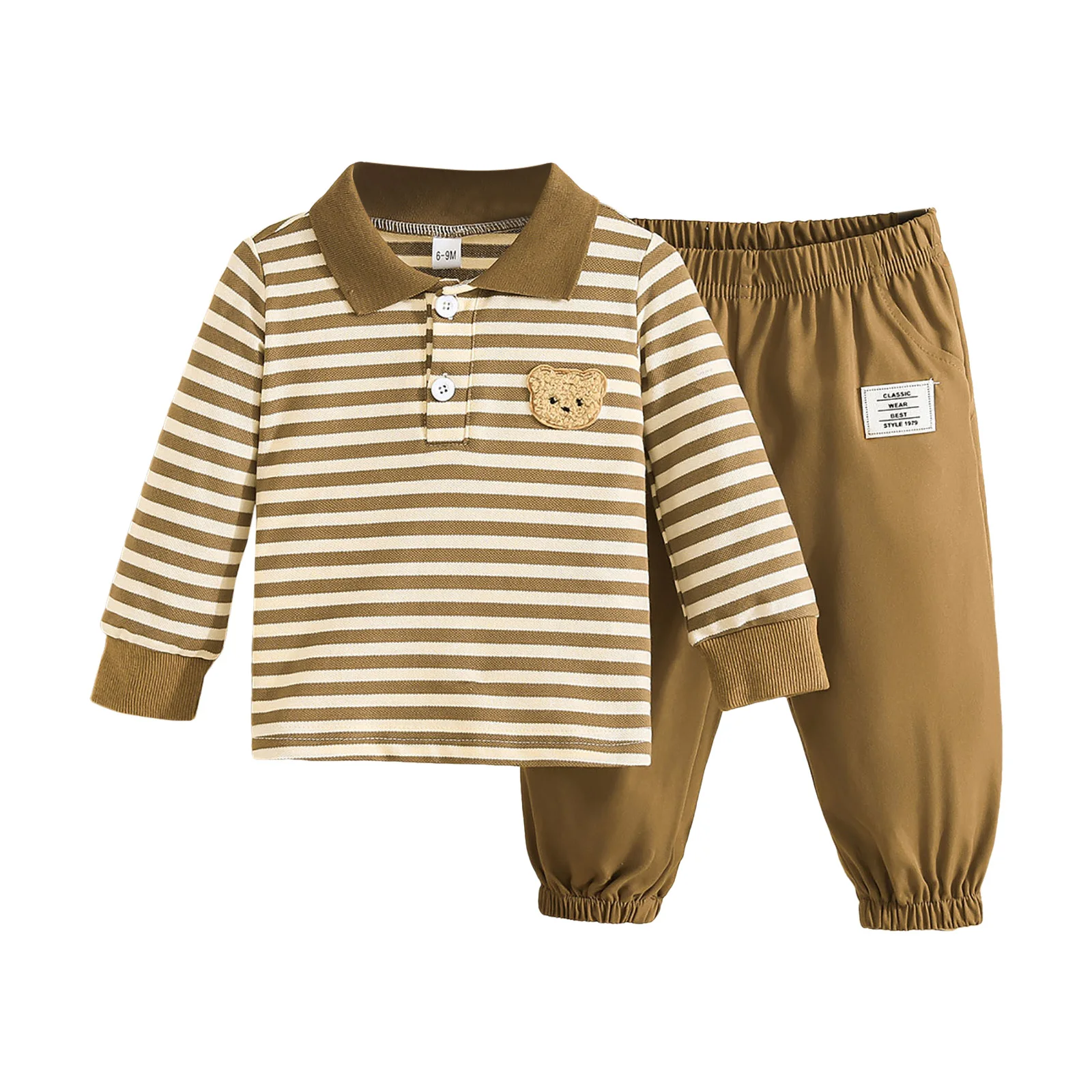 

Комплект подтяжек и галстук-бабочка для малышей, одежда для маленьких мальчиков, топы с длинными рукавами и лацканами с медведем, штаны из 2 предметов, комплект одеял для мальчиков