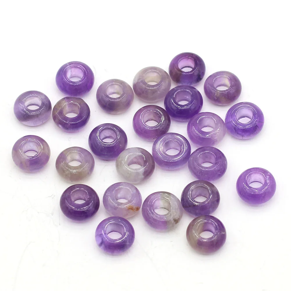 10pcs Natural Crystal Amethyst Large Hole Beads 4mm Hole Abacus Beads Lady Jewelry Making DIY Necklace Bracelet Accessory 5x10mm