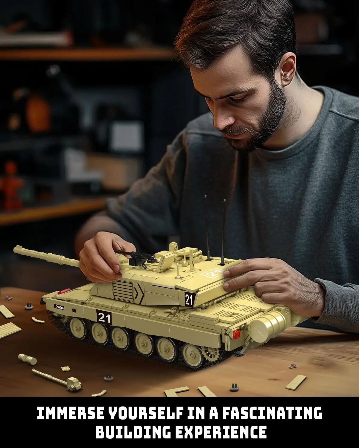 MK 20037 Challenger 2 Panzerbausatz – 1129-teiliges RC-Militärmodell mit Fernbedienung und APP-Steuerung, Sammlergeschenk für Erwachsene und Jugendliche
