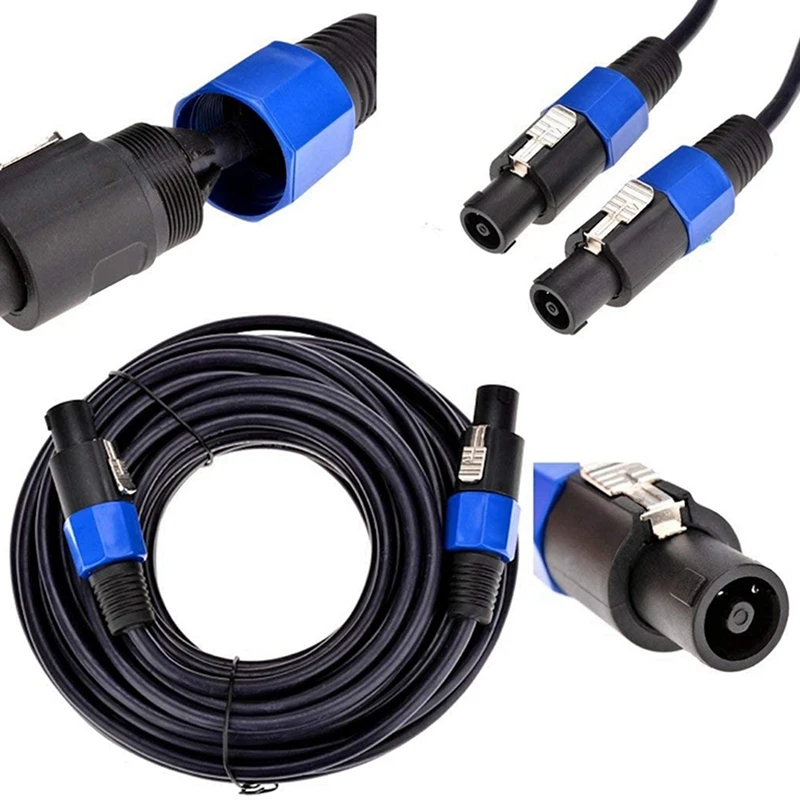 6 Pack 25 Ft Male Speakon To Speakon Cables, Professional 12 Gauge AWG Audio Cord DJ Speaker Cable Wire With Twist Lock