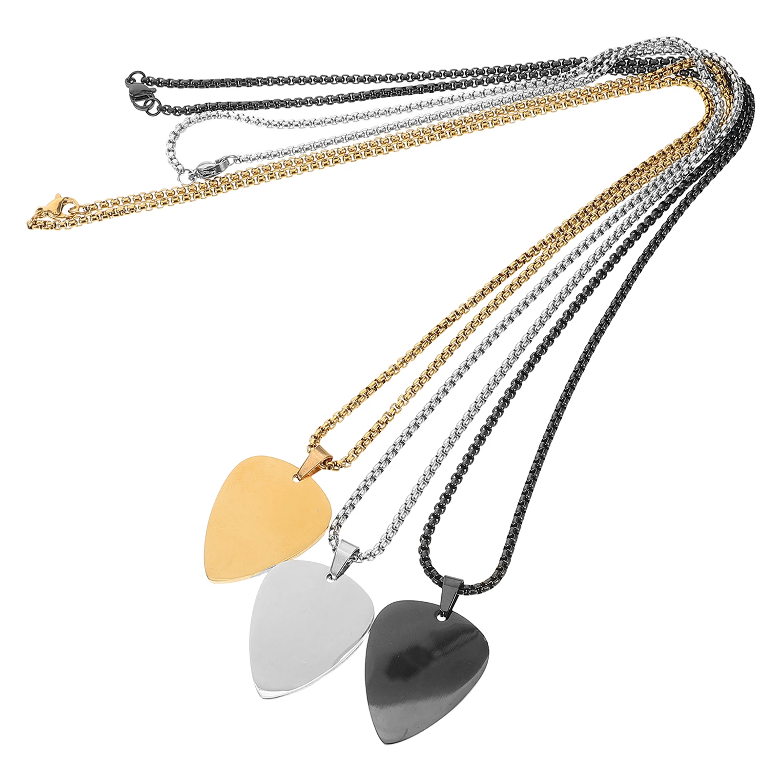 

3 Pcs Guitar Pick Necklace Music for Men Pendant Titanium Steel Paddle Women Man