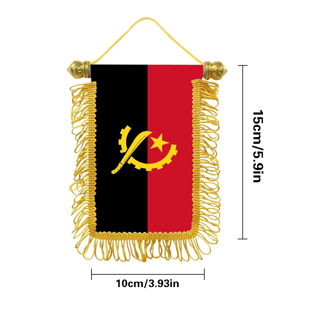 Angola small hanging flag 10x15cm triangular flag car decoration hanging flag double-sided pattern with suction cup
