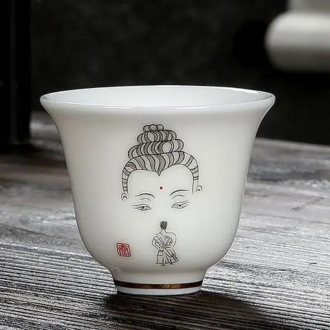 Chinese Ceramic Teacup, Small Wine Cup, Upscale Gift, Exquisite Translucent White Jade Porcelain Tea Bowl, Teaware, 70ml