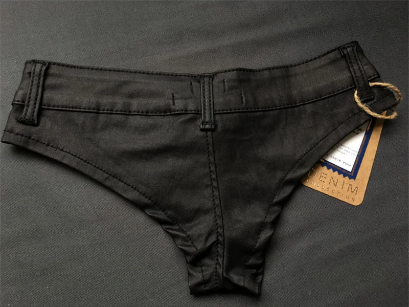 여성 로우 웨이스트 스트레치 미니 데님 반바지 핫팬츠 비치 파티 클럽웨어 블랙 스키니 PU 인조 가죽 반바지