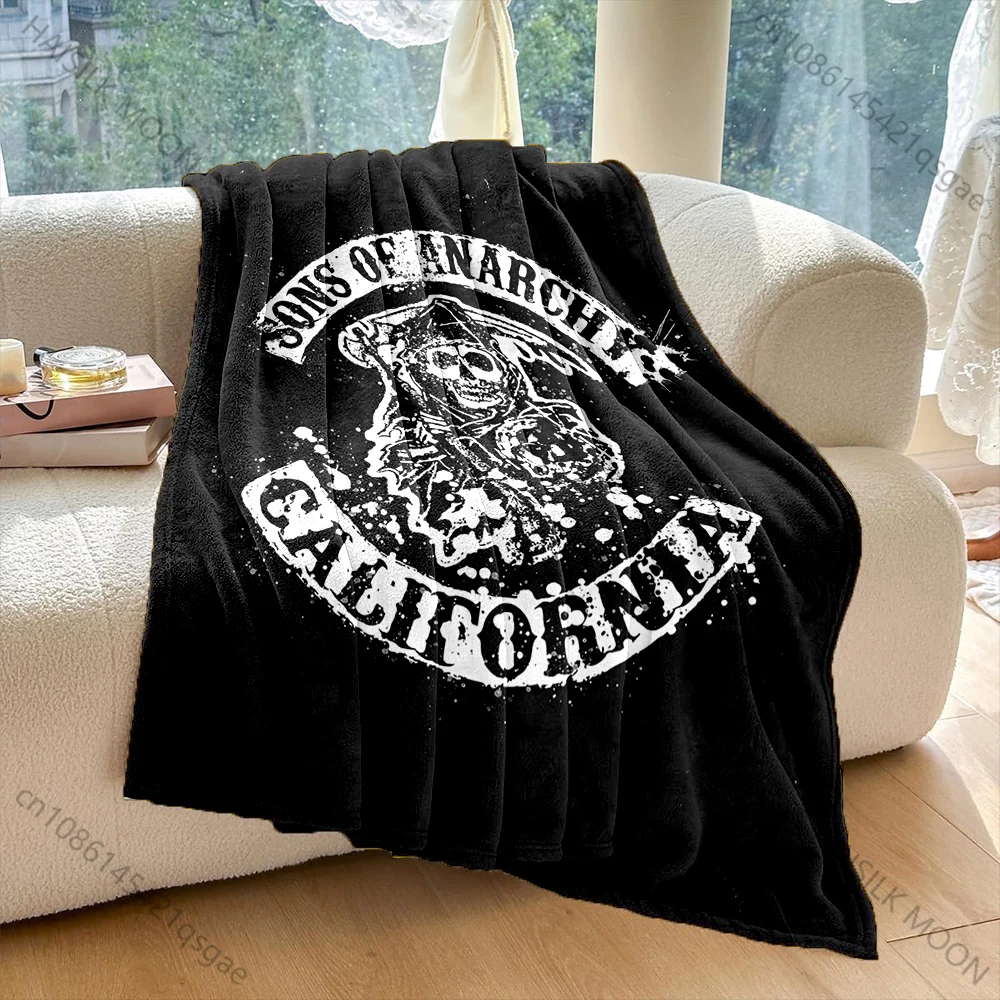 

Теплые одеяла с принтом эмблемы Sons of Anarchy California для взрослых и детей, мягкие и удобные, подходят для дома, путешествий, автомобиля, подходят для всех сезонов.