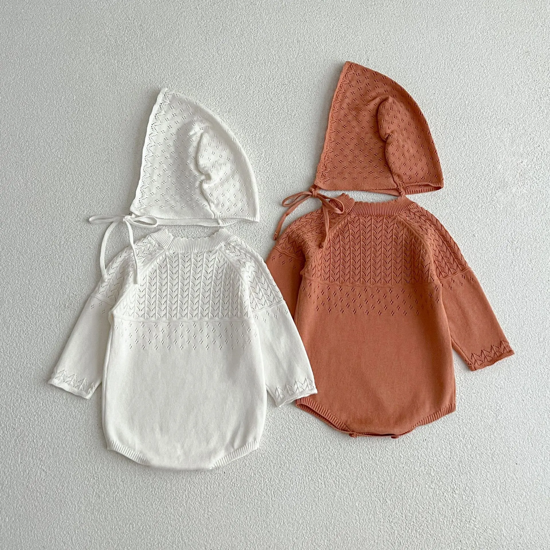 0-2Y Stricken Neugeborenen Overall Baby Mädchen Junge Frühling Herbst Kleidung Nette Langarm Pullover Romper + Hut Casual Neue geboren Outfits – Detail 11