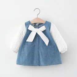 Girls Dress Teenage Girls Denim Dress Kids Spring Long Sleeve A-line Dress