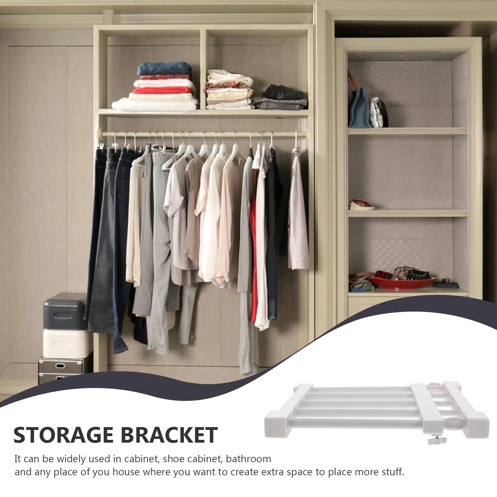 

White 30 40cm Wardrobe Storage Bracket Layered Partition Closet ganizer Nail free ABS Space saving Home Storage Solution