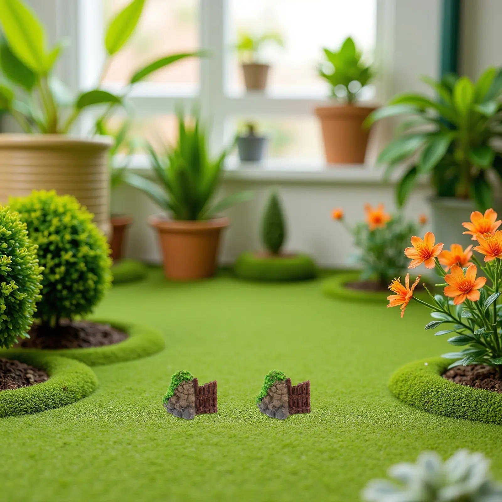 20Pcs Mini Rustic Garden Gate Stone Sculpture for Fairy Garden Bonsai Terrarium Tabletop Landscape Decor Micro Landscape Resin