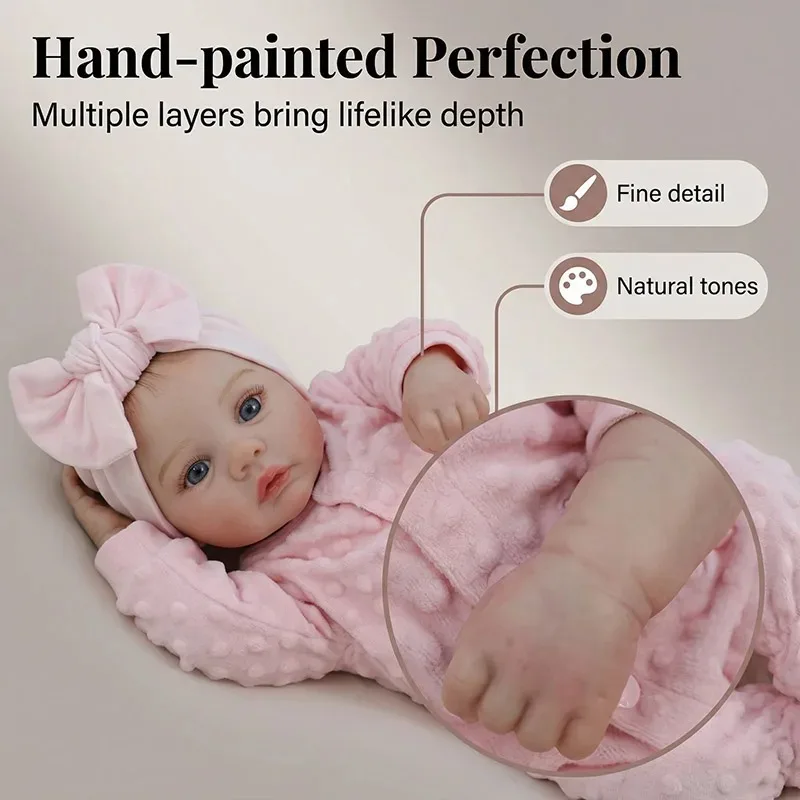 ตุ๊กตาเด็กผู้หญิงรีบอร์น 45 ซม. รุ่น Meadow เหมือนจริง น่ากอด ตัวทำจากผ้าฝ้ายเนื้อนุ่ม