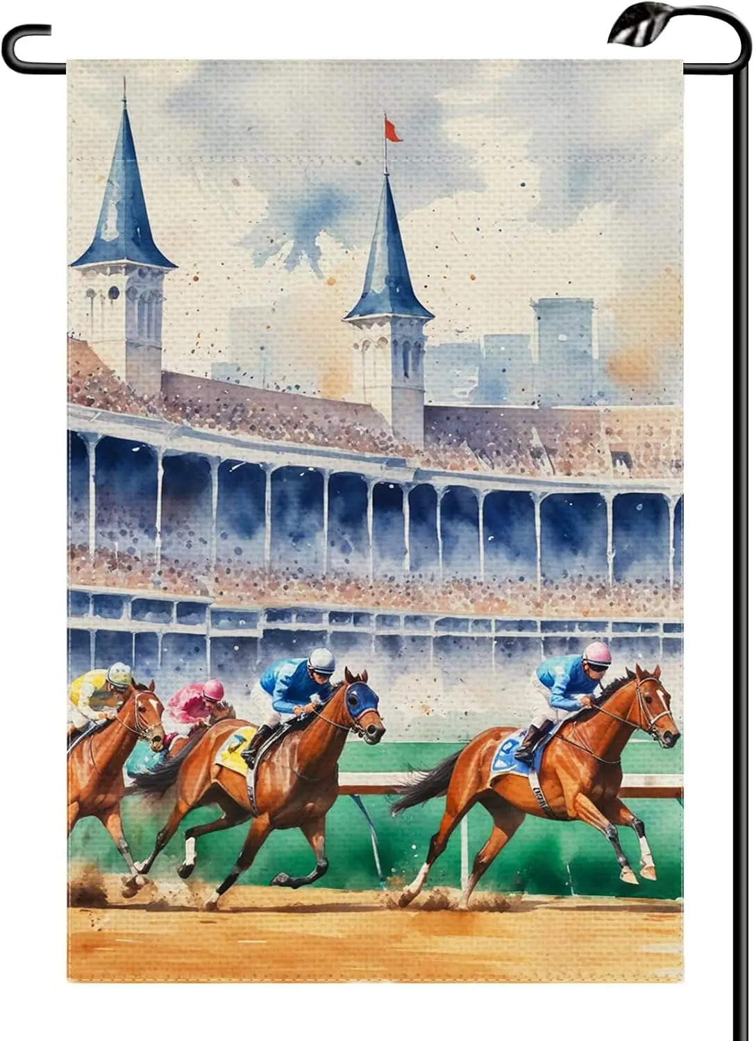 Horse Racing Themed Garden Flag 12x18 Inch Vertical Double Sided Small Flags Farmhouse Outside Decoration For Yard (ONLY FLA zzo