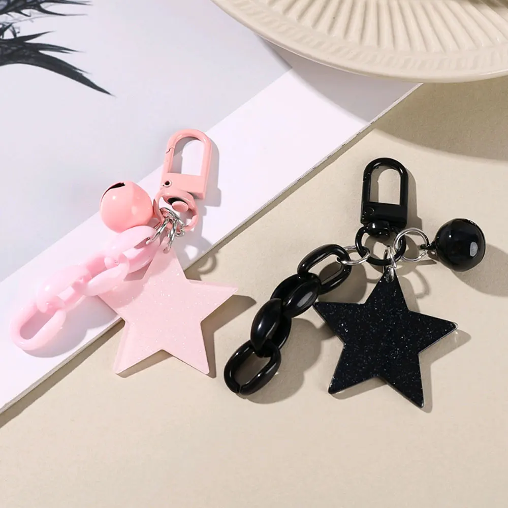 

1Pc Glitter Stars Acrylic Keychain Bell Pendant Keyring for Girls Backpack Charm Headphone Case Accessories Creative Gifts