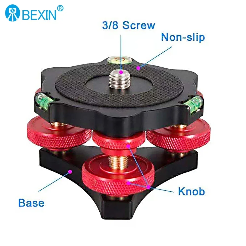 Tête de trépied Base de nivellement rapide Base de réglage horizontal avec niveau à bulle décalé pour trépied et monopode d'appareil photo reflex numérique Canon Nikon