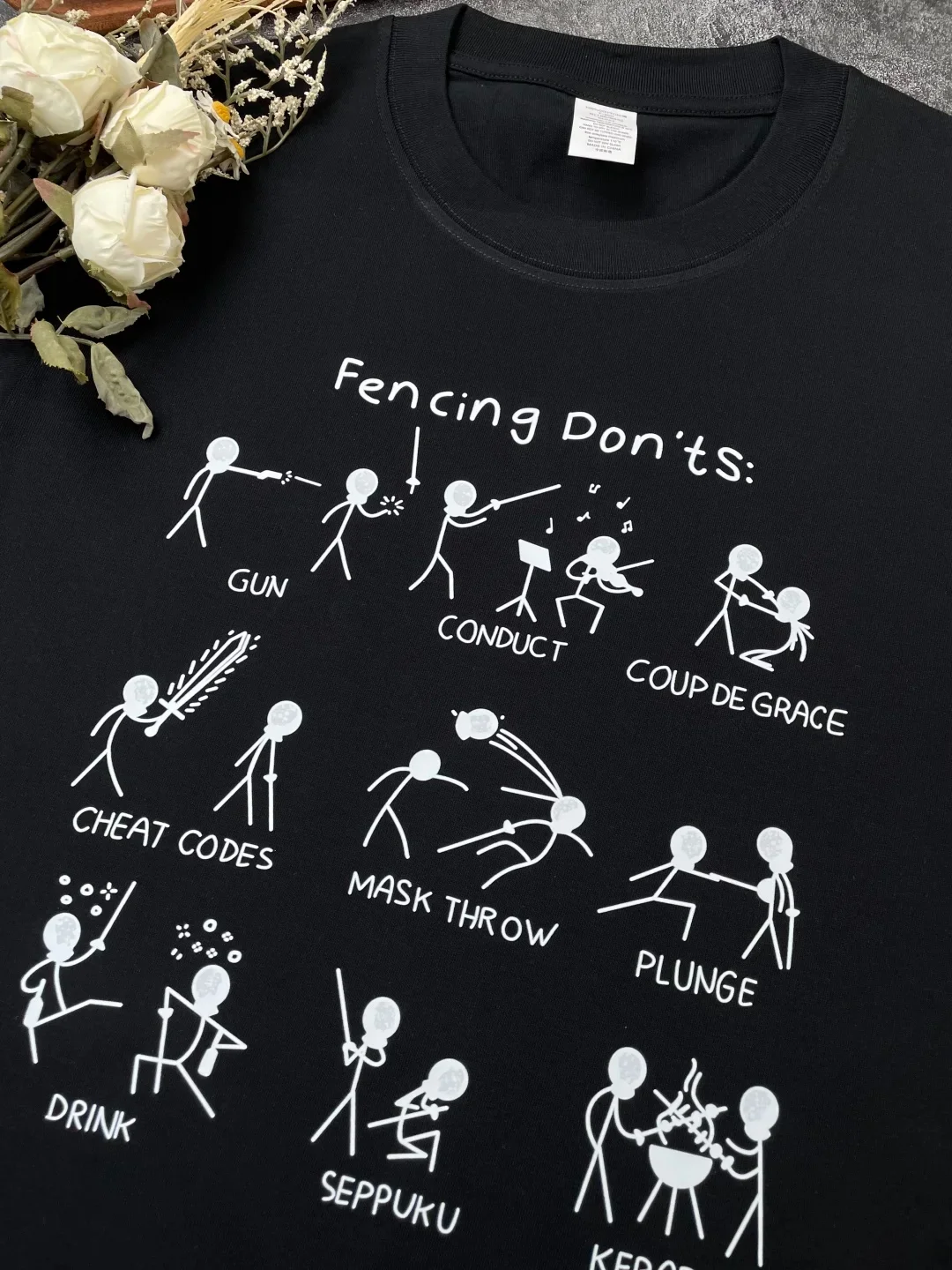 Fun Print Fencing Sport Short Sleeve Fencing T-shirt Quick Dry Loose Breathable Comfortable Summer Wear for Men And Women