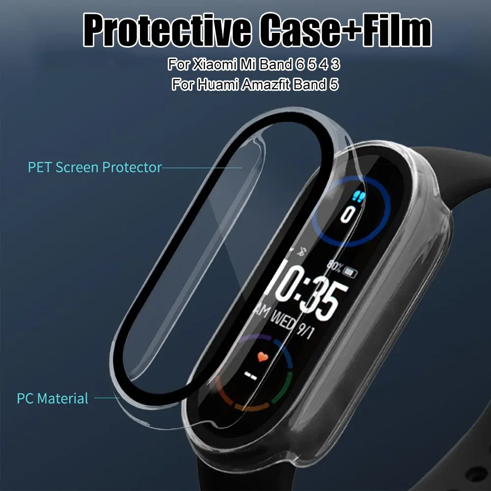 Shockproof Full Protection Bumper PC Case Protective Cover Guard Shell Watch Frame For Xiaomi Mi Band 7 6 5 4 3|Amazfit Band 5