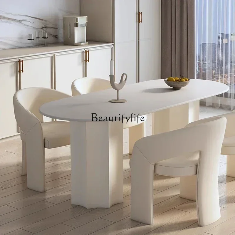 

ls 42Living Room Dining Table Salon Study Nordic Writing Cream Style Art Dining Table Modern Gaming Mesas De Comedor Home Furnit