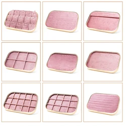 High-grade Metal-edged Jewelry Tray Inside Sufiber Velvet Jewelry Tray Necklace Ring Pendant Bracelet Storage Display Tray