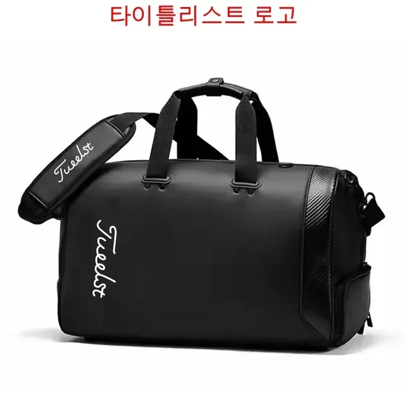 Men Handbag Embroidered Brand Golf Bag PU Waterproof Clothing Bag Large Capacity Independent Shoe Area Sports Bags Boston Bag