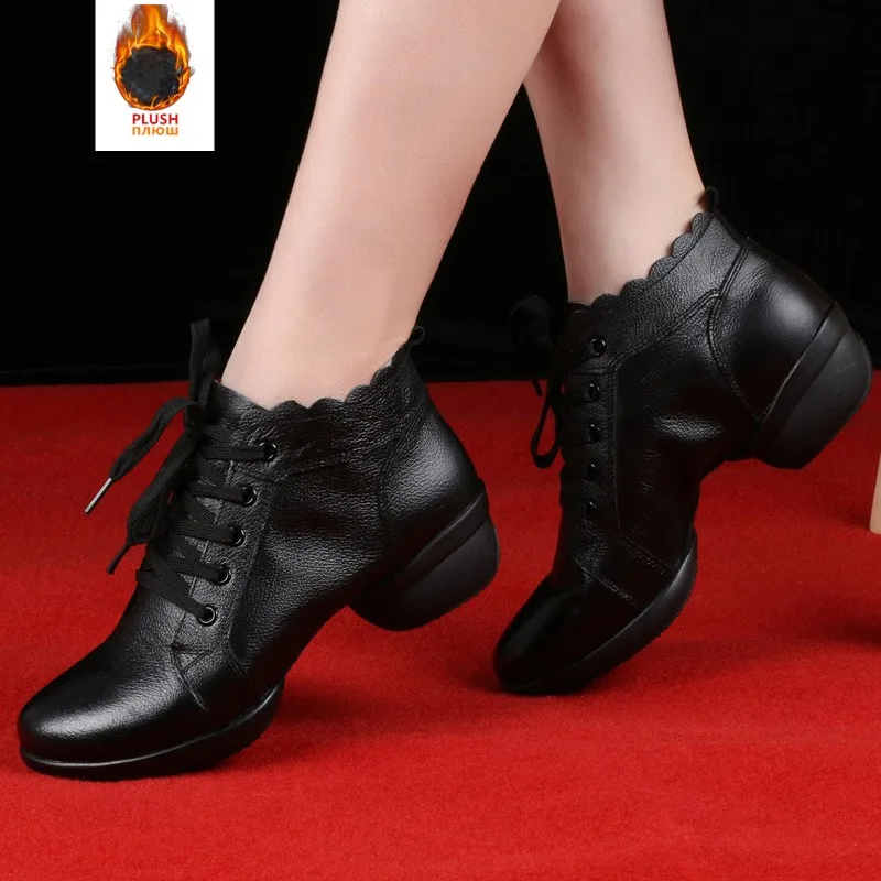 Dance Shoes Woman Ladies Modern Soft Outsole Jazz Sneakers Genuine Leather Breathable Female Dancing Fitness Sport