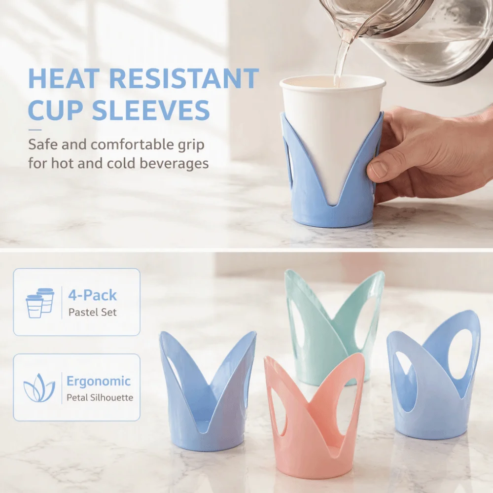 4Pcs Creative Paper Cup Protective Rack Stylish Practical Paper Cup Holder Portable Durable Drink Cup Protector Table Decor