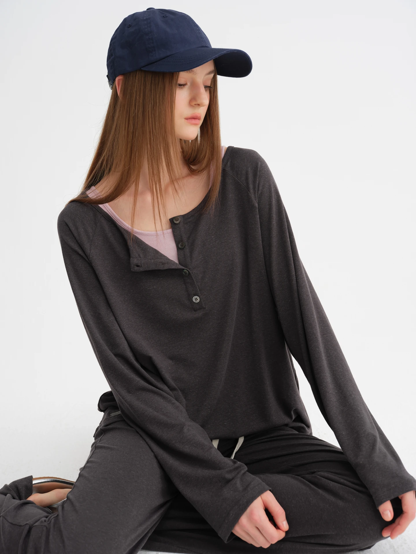 

Linen Silk Comfortable Breathable Two-Way Wear Long Sve T-irt Flared Casual Pants Set Loose Fit Knitted Spring Summer Wo...