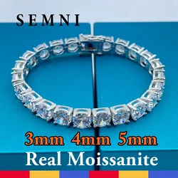 SEMNI 3mm--5mm Moissanite Diamond Tennis Bracelet for Women Men S925 Sterling Silver GRA Certificate Man's Gift Fine Jewelry