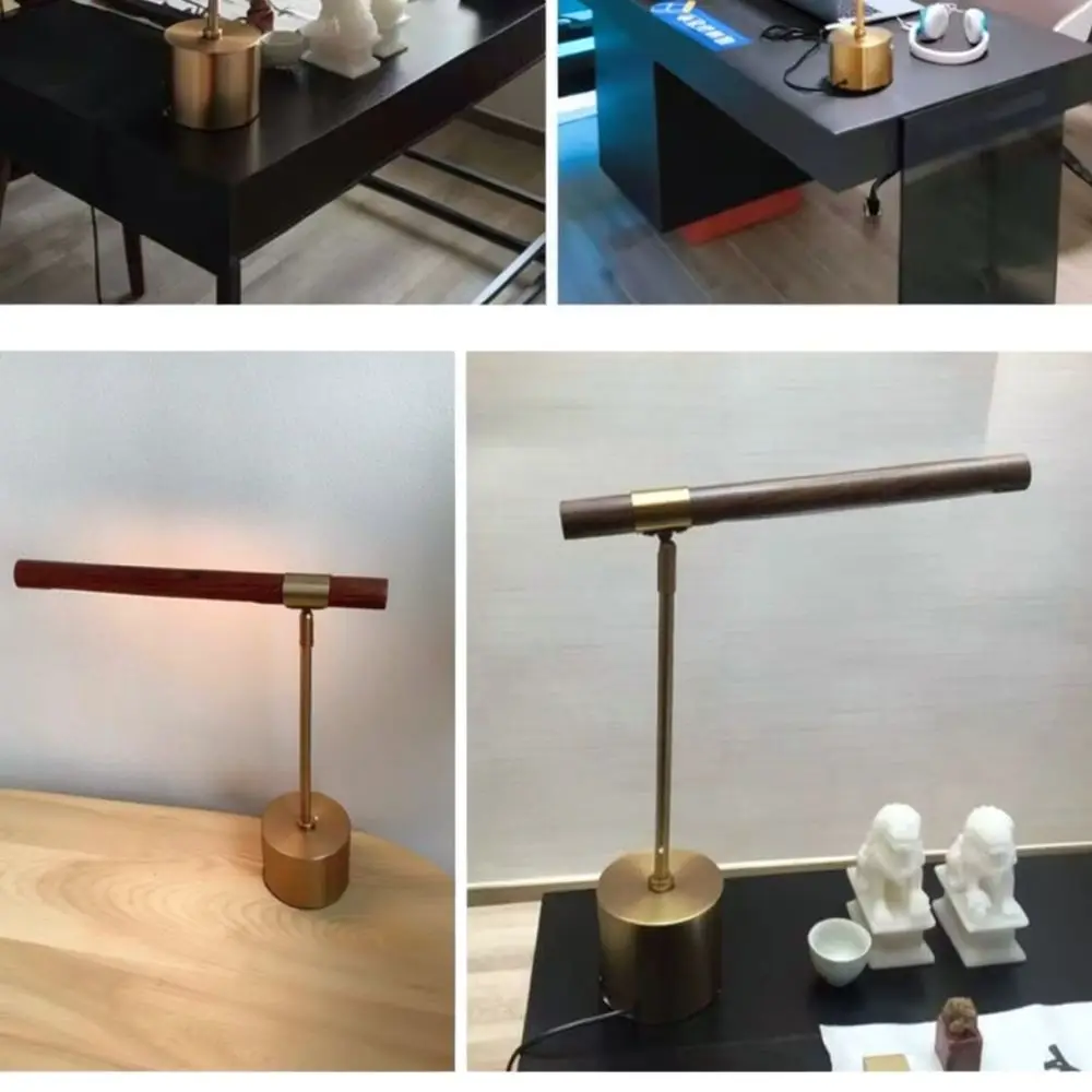 Foldable Desk Lamp Modern Minimalist Reading Light Wood Grain Metal Table Lamp Bedroom Bedside Night Study Lighting