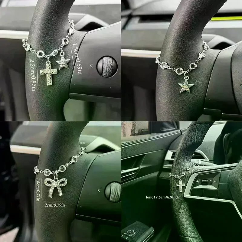 Chaîne de volant de voiture ornée de strass étincelants, décoration intérieure de voiture exquise et élégante, pendentif bracelet unique