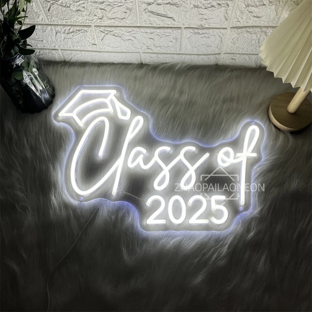 

Неоновая светодиодная вывеска класса 2025, настенная подвесная комната, декор для выпускного, светодиодные неоновые огни, вечерние поздравления, церемония, неоновая вывеска, украшение